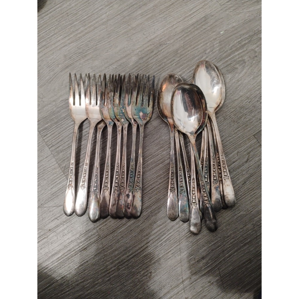 VTG Wm. Rogers & Son silver-plated flatware Precious / Starlight Rose pattern